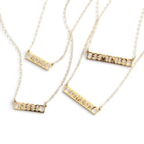 Customized Cut Out Bar Necklace - Coordinates, Name, Roman Numerals, 50cm - OurCoordinates