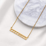 Customized Cut Out Bar Necklace - Coordinates, Name, Roman Numerals, 50cm - OurCoordinates