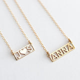 Customized Cut Out Bar Necklace - Coordinates, Name, Roman Numerals, 50cm - OurCoordinates