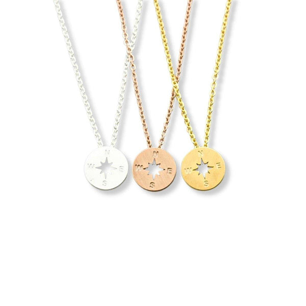 Dainty Compass Necklace for Women, Silver - OurCoordinates