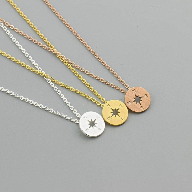 Diamond Compass Necklace in Yellow Gold | Solid Gold Jewelers