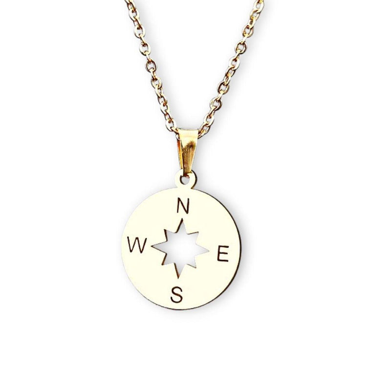 Travel Safe Compass Personalised Rose Gold St Christopher Necklace - Off  The Map Jewellery