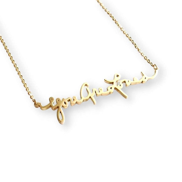 Dainty Horizontal Name Necklace, Gold - OurCoordinates