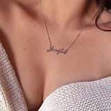 Dainty Horizontal Name Necklace, Silver - OurCoordinates