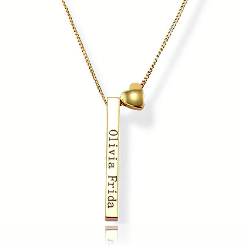 Engraved Bar Necklace For Her, Gold - OurCoordinates