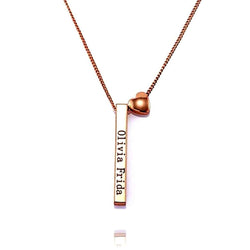 Engraved Bar Necklace For Her, Rose Gold - OurCoordinates
