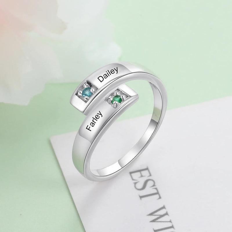 Engraved Birthstone Ring, - OurCoordinates