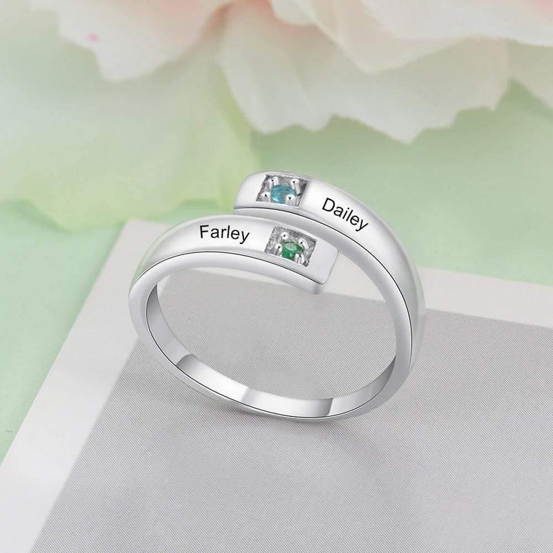 Engraved Birthstone Ring, - OurCoordinates