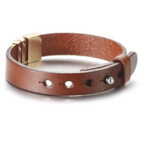 Engraved Nameplate Leather Band Bracelet, Black - OurCoordinates