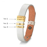 Engraved Nameplate Leather Band Bracelet, White - OurCoordinates