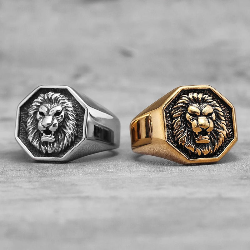 Ferocious Handcrafted Steel Lion Head Ring, Silver - OurCoordinates