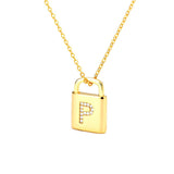 Gold Lock Necklace With Initial Letter Zircon, P - OurCoordinates