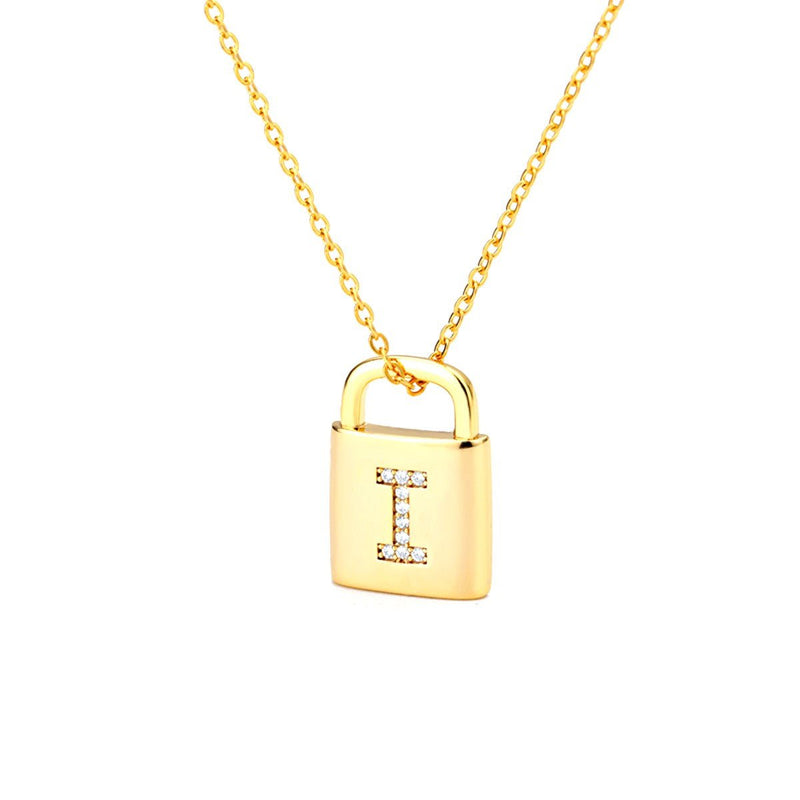 Amazon.com: MYKA - Personalized Initial Lock Pendant Necklace with  Paperclip Link Chain - 14K Yellow Gold, 0.925 Sterling Silver,18K Gold &  Rose Gold Vermeil - Custom Made Jewelry For Loved Ones, Her,