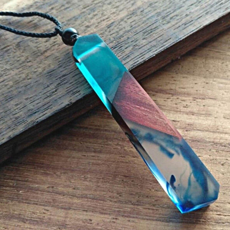 Handmade Vintage Resin Wood Necklace, Turquoise - OurCoordinates