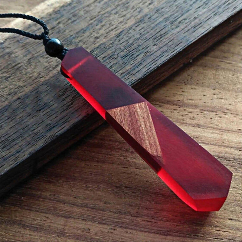 Handmade Vintage Resin Wood Necklace, Red - OurCoordinates