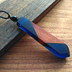 Handmade Vintage Resin Wood Necklace, Navy Blue - OurCoordinates
