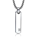 Initial Necklace for Men - Thick Vertical Bar Pendant with A-Z Letter, Platinum - OurCoordinates