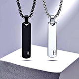 Initial Necklace for Men - Thick Vertical Bar Pendant with A-Z Letter, Platinum - OurCoordinates