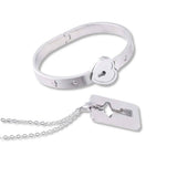 Lock Bracelet With Matching Key Necklace Jewelry Set, Black - OurCoordinates