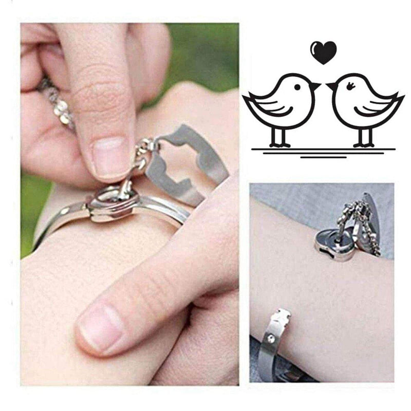 Key Charm Necklace & Heart Lock Decor Bracelet