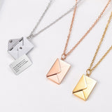 Love Letter Envelope Pendant Necklace With Rose Gift Box, Rose Gold - OurCoordinates