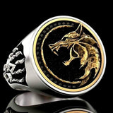 Luxury Copper Two-Color Howling Wolf Men's Ring, 7 - OurCoordinates