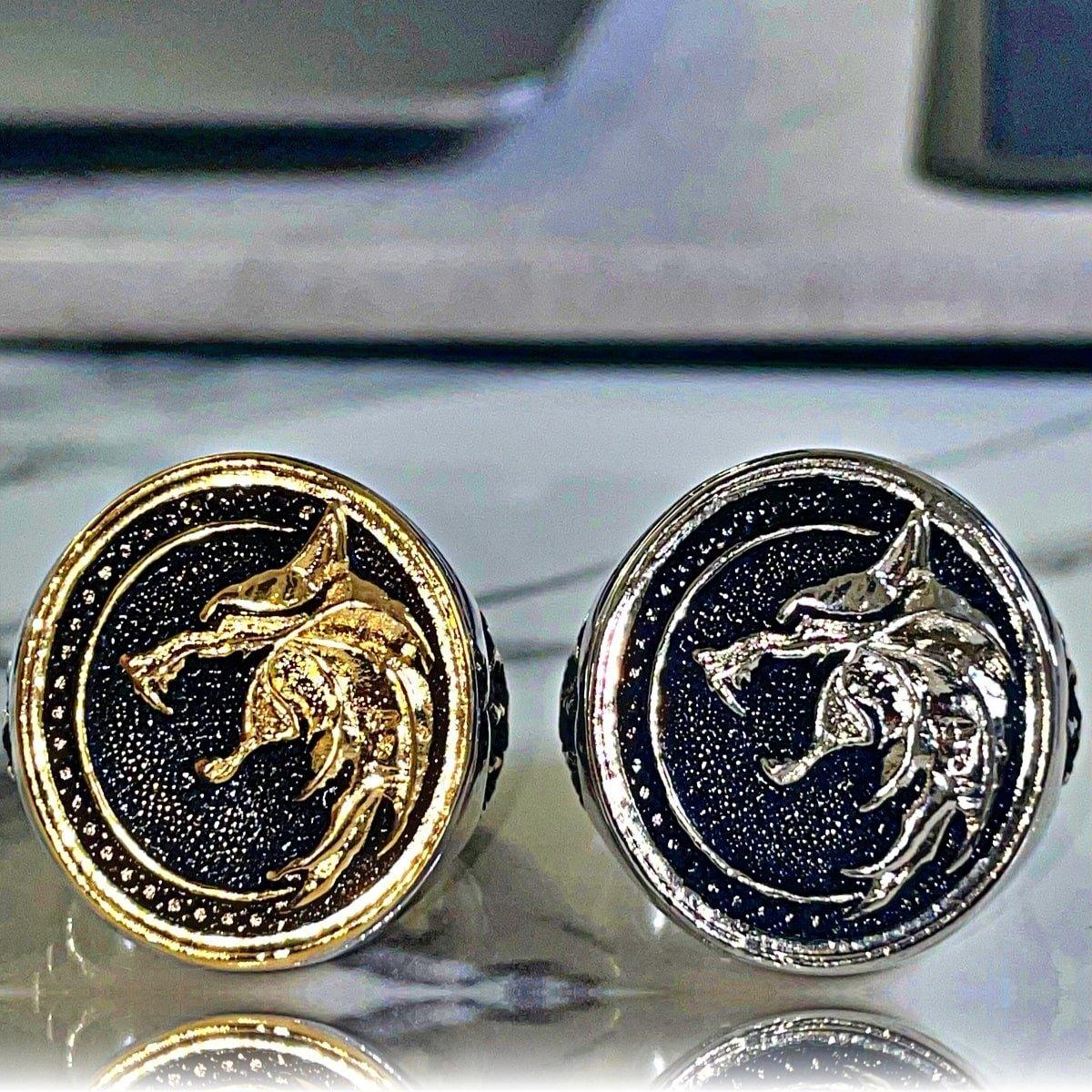 Luxury Copper Two-Tone Wolf Ring, 8 - OurCoordinates