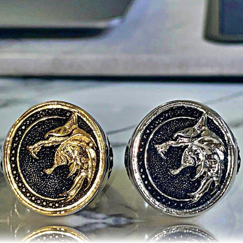 Luxury Copper Two-Tone Wolf Ring, 8 - OurCoordinates