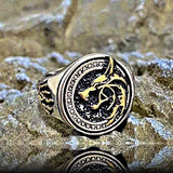 Luxury Copper Two-Tone Wolf Ring, 8 - OurCoordinates