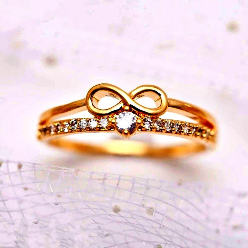 Maya's Grace Gold Infinity Love Charm Women's Luxury Ring with Crystals -  Size 8 | Oriental Trading
