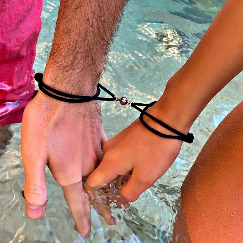 Heart Magnetic Bracelets for Couples Marble & Black | CreateConfidence