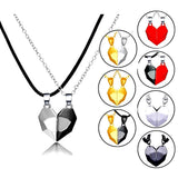 Magnetic Couple Necklace - Set Of 2, Black / Red - OurCoordinates