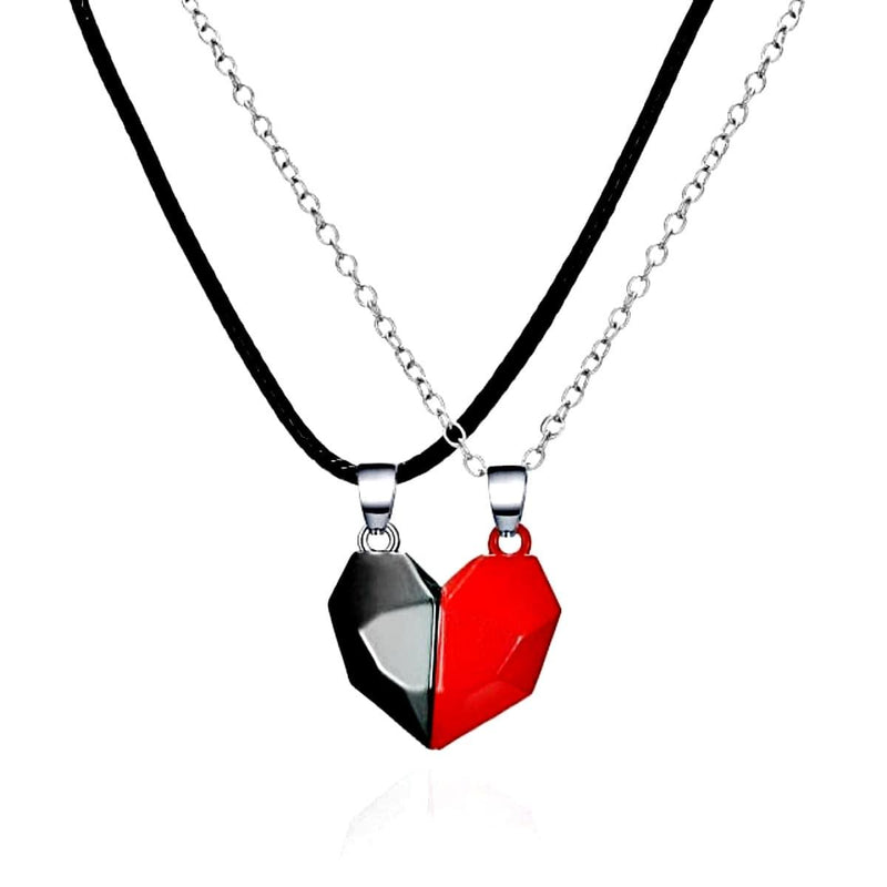 Magnetic Couple Necklace - Set Of 2, Black / Red - OurCoordinates