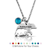 Mama Bear Necklace With Birthstone Mothers' Day Gift, Silver, Gold - OurCoordinates