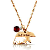 Mama Bear Necklace With Birthstone Mothers' Day Gift, Gold - OurCoordinates