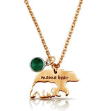 Mama Bear Necklace With Birthstone Mothers' Day Gift, Gold - OurCoordinates