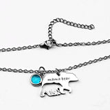 Mama Bear Necklace With Birthstone Mothers' Day Gift, Silver - OurCoordinates