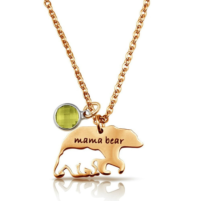 Mama Bear Necklace With Birthstone Mothers' Day Gift, Gold - OurCoordinates