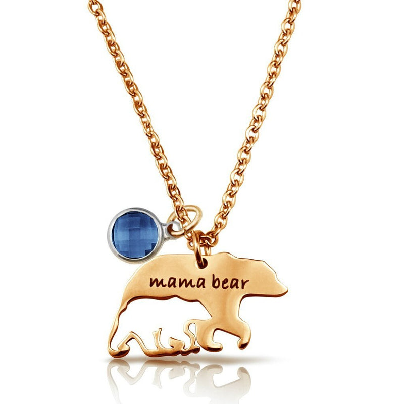 Mama Bear Necklace With Birthstone Mothers' Day Gift, Gold - OurCoordinates