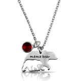Mama Bear Necklace With Birthstone Mothers' Day Gift, Silver - OurCoordinates