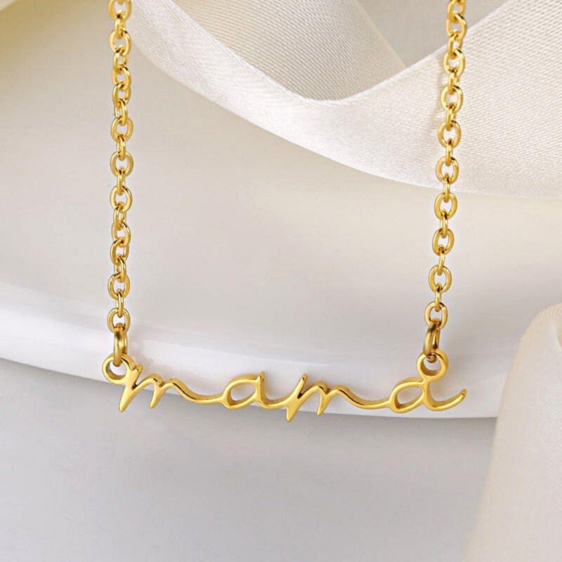 "mama" Pendant Necklace, Gold - OurCoordinates
