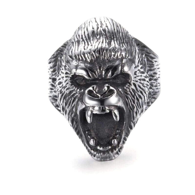 Men's Classic Titanium Angry Gorilla Ring, 8 - OurCoordinates