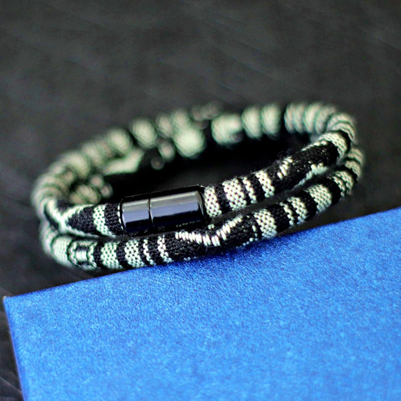 Men's Hand Woven Bohemian Rope Bracelet, Black - OurCoordinates