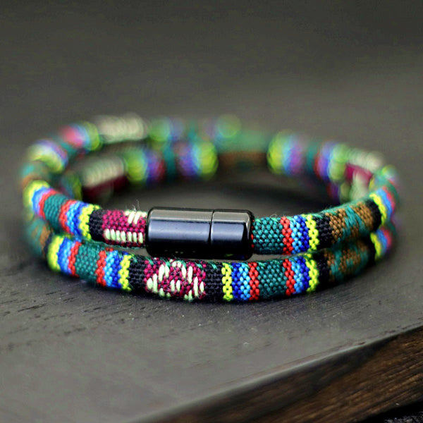 Men's Hand Woven Bohemian Rope Bracelet, Traditional - OurCoordinates