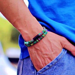 Men's Hand Woven Bohemian Rope Bracelet, Green - OurCoordinates