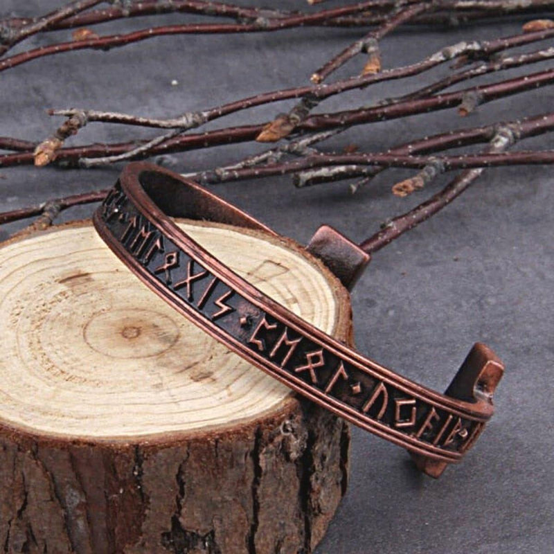 Men's Handmade Nordic Viking Rune Bangle, Copper - OurCoordinates