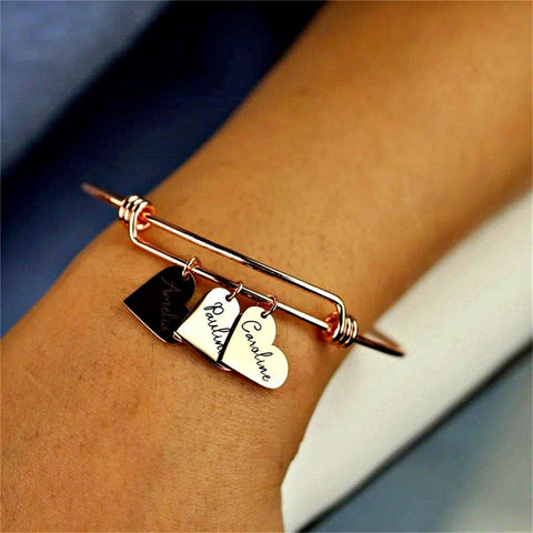 Personalized Heart Charm Bracelet, Rose gold - OurCoordinates