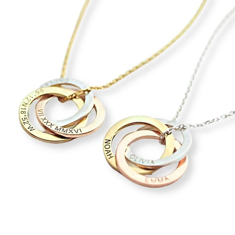 Personalized Interlocking Circle Necklace, Gold - OurCoordinates