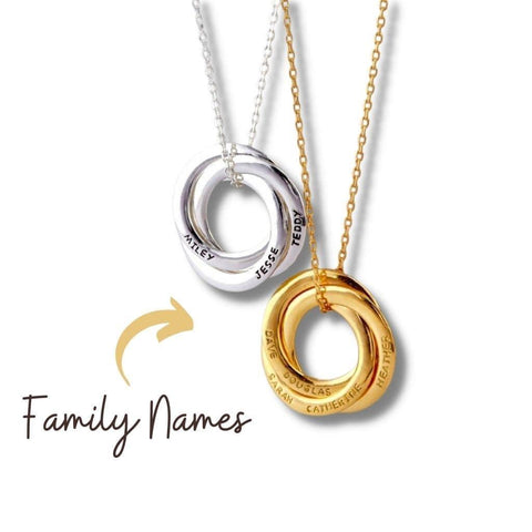 Personalized Interlocking Circle Necklace, Gold - OurCoordinates