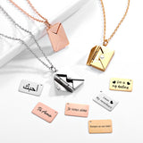 Personalized Love Letter Necklace w/ Rose Gift Box, Gold - OurCoordinates